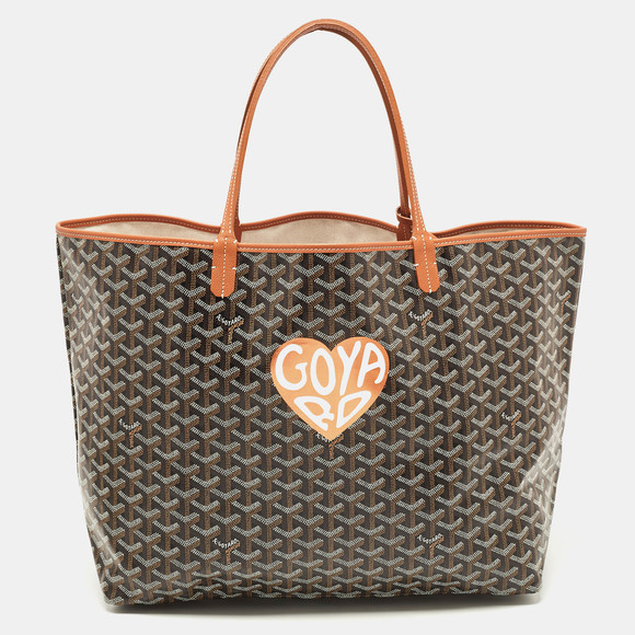 Goyard Handbags - GOYARD Brown ine Coated Canvas and Leather Coeur Saint Louis GM Tote